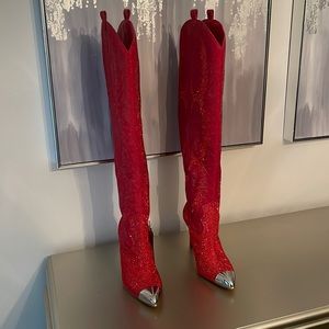 Gianni Bini over the knee rhinestone boots